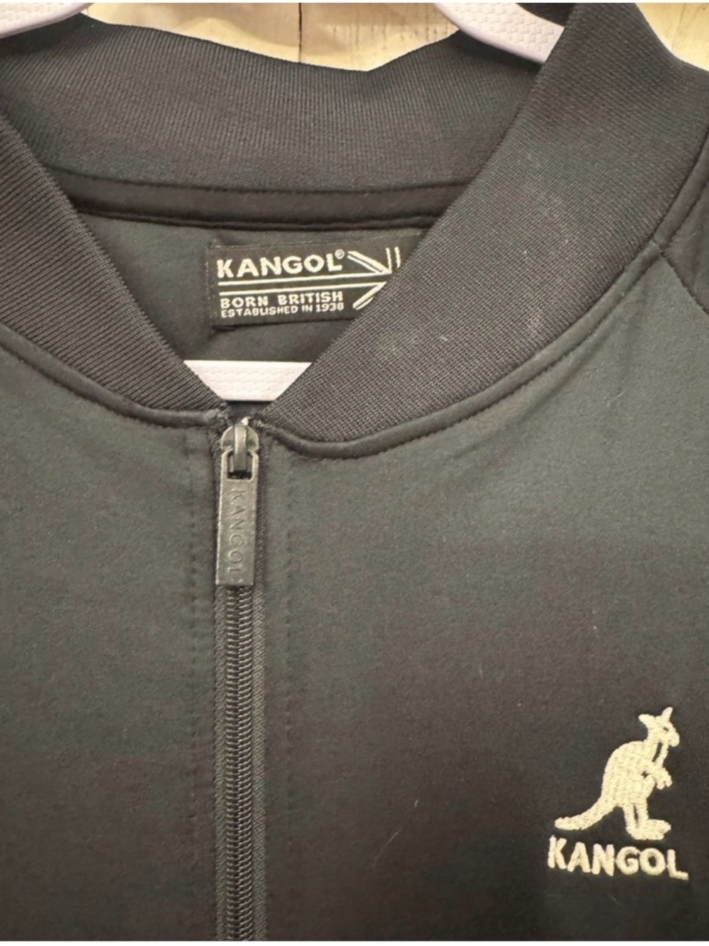 Kangol Black Zip-Front Bomber Jacket with Embroidered Logo - Picture 2 of 4